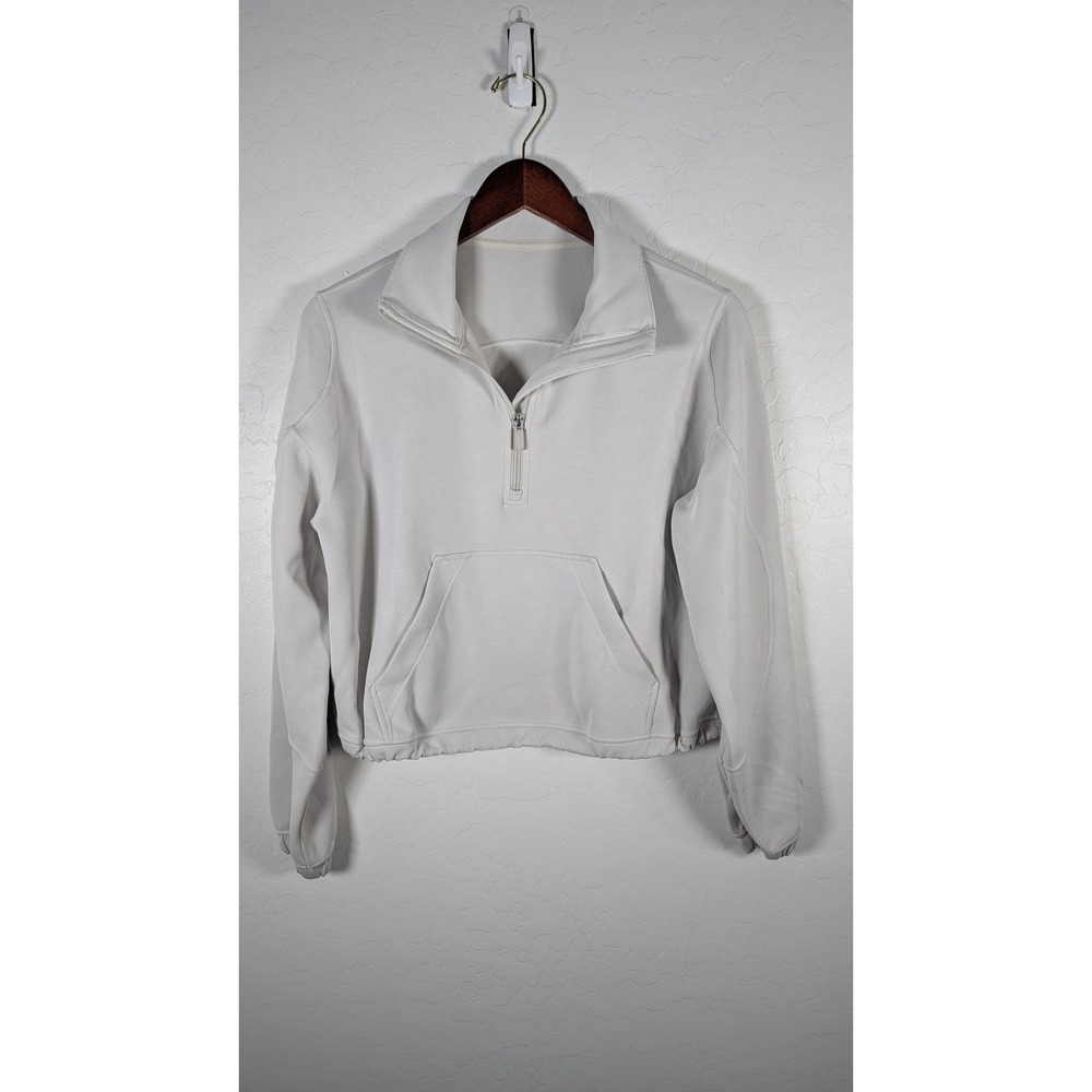 Lululemon Sweatshirt Womens 6 White 1/4 Zip Collared Cropped Pullover Top